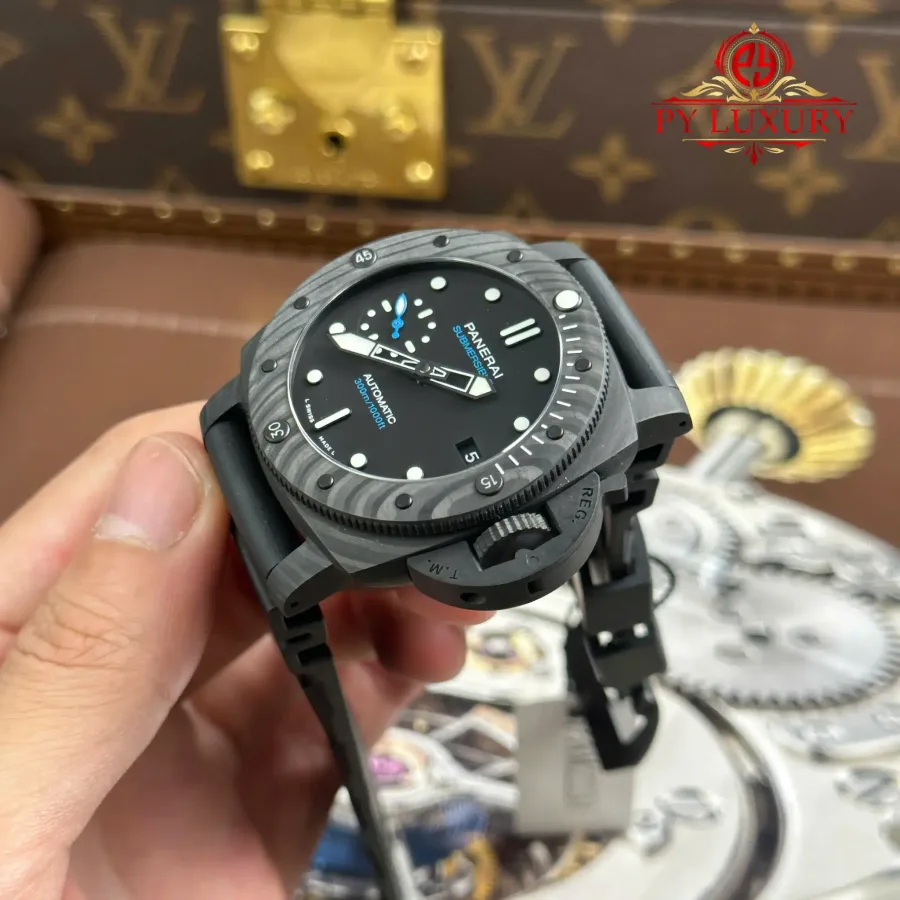 Panerai Submersible Carbotech™ PAM2231 Black Dial Rubber Band 42mm Super Clone Watch - Angle 3 - Jack Watches USA