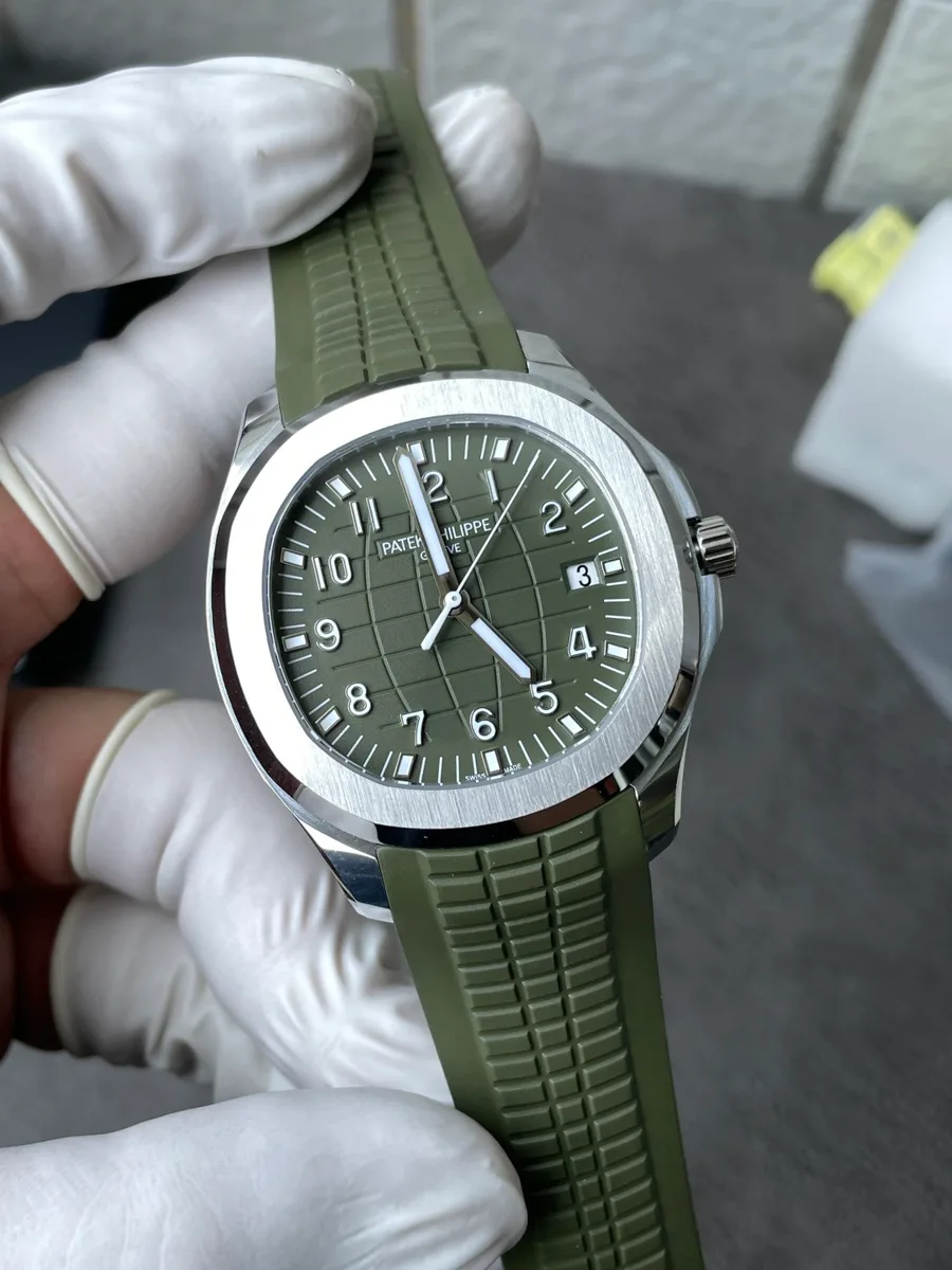 Patek Philippe Aquanaut 5168G Khaki Olive Green Gained Weight 150g WSF 42.2mm Super Clone Watch - Angle 2 - Jack Watches USA