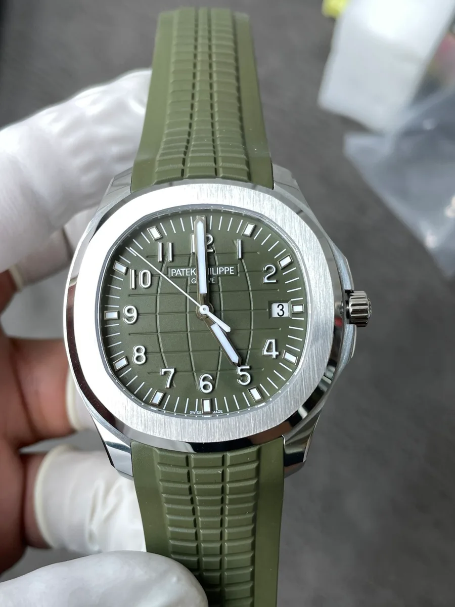 Patek Philippe Aquanaut 5168G Khaki Olive Green Gained Weight 150g WSF 42.2mm Super Clone Watch - Angle 3 - Jack Watches USA