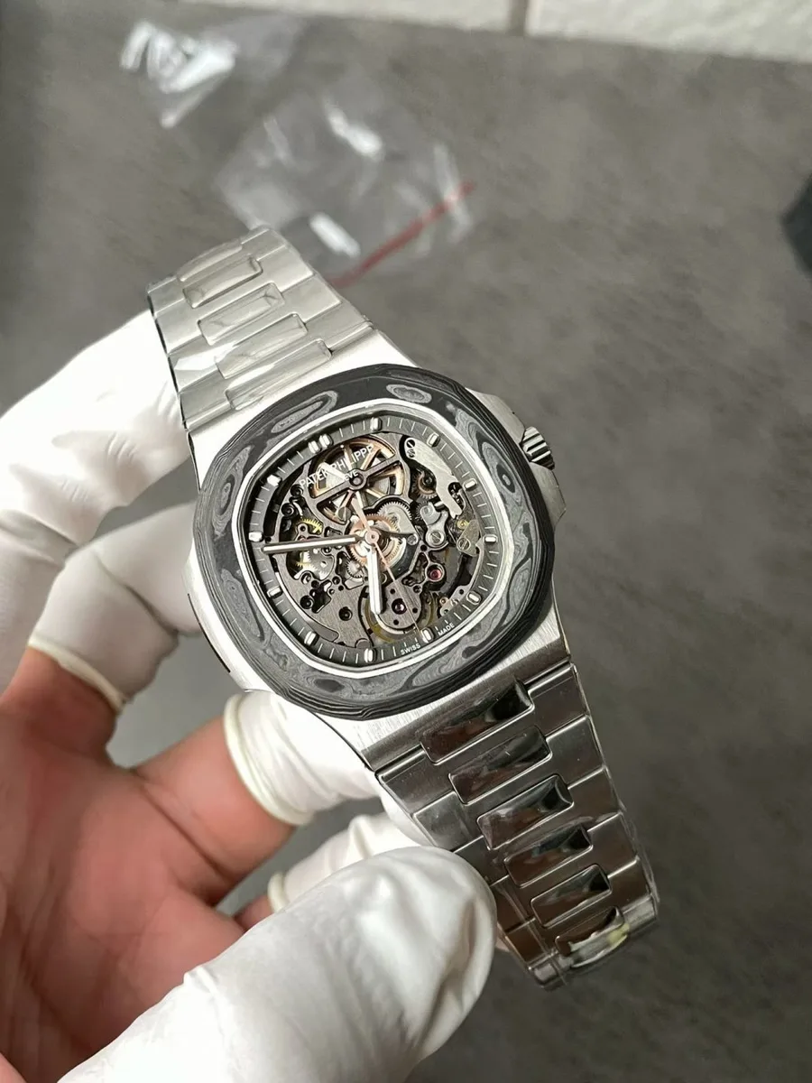 Patek Philippe Nautilus 5711 Pearl Project Artisan De Geneve Skeletonized Dial 40mm Super Clone Watch - Angle 3 - Jack Watches USA