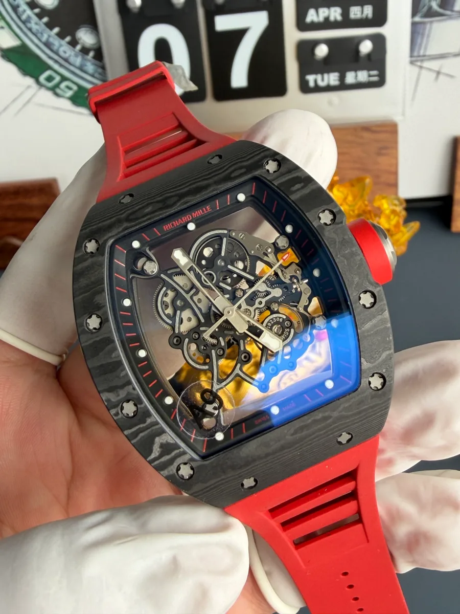 Richard Mille RM055 Bubba Watson Dark Legend Carbon NTPT Vaucher Movement A9F 42.7mm x 49.9mm Super Clone Watch - Angle 3 - Jack Watches USA