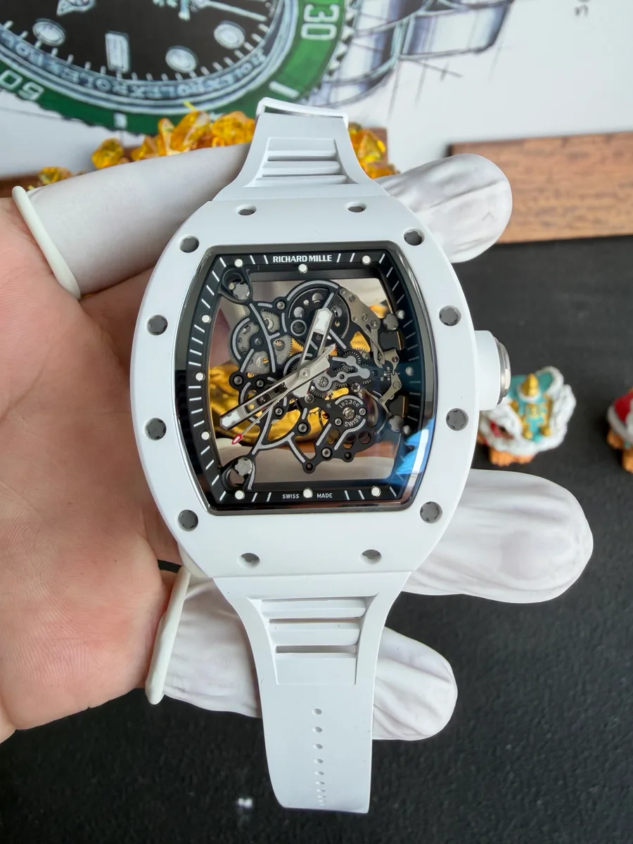 Richard Mille RM055 Bubba Watson White Ceramic Vaucher Movement A9F 42.7mm x 49.9mm
