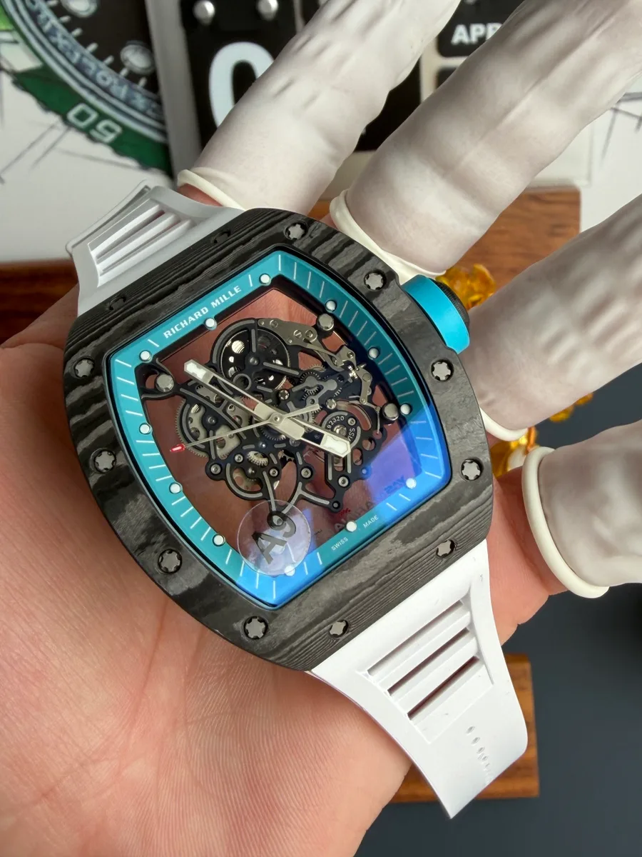 Richard Mille RM055 Bubba Watson Yas Marina Circuit Carbon NTPT Vaucher Movement A9F 42.7mm x 49.9mm Super Clone Watch - Angle 3 - Jack Watches USA