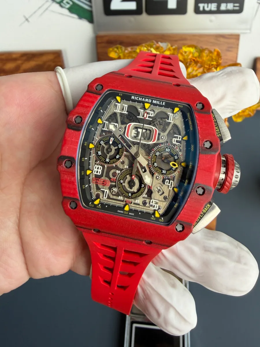 Richard Mille RM11-03 Red Quartz TPT Automatic Chronograph 49.94 x 44.5mm Super Clone Watch - Angle 2 - Jack Watches USA