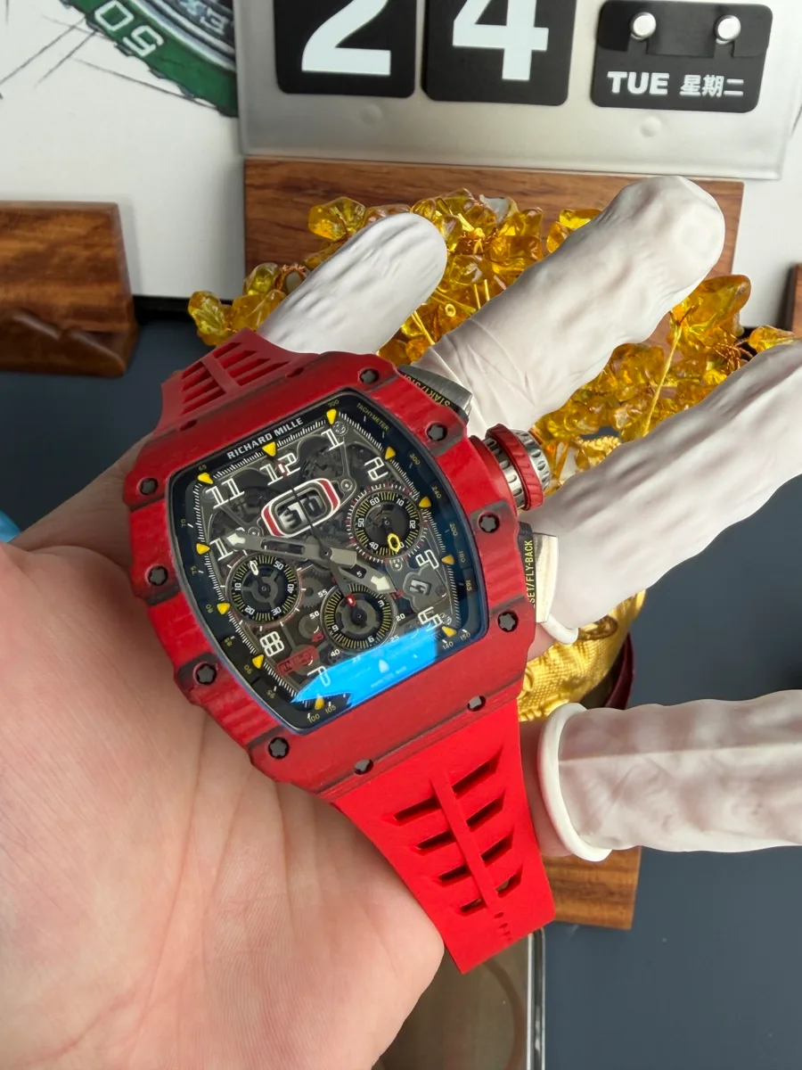 Richard Mille RM11-03 Red Quartz TPT Automatic Chronograph 49.94 x 44.5mm Super Clone Watch - Angle 3 - Jack Watches USA