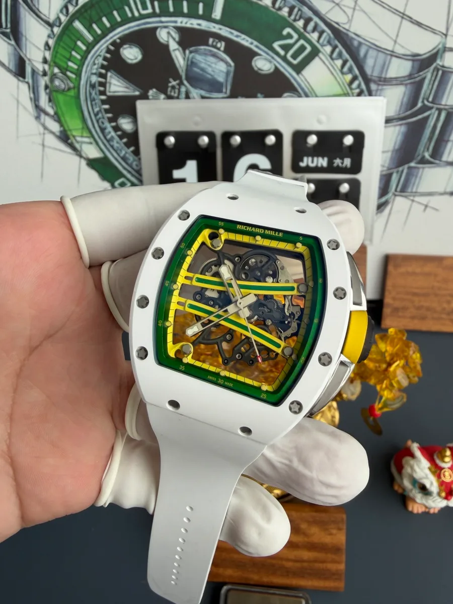 Richard Mille RM61-01 White Ceramic Asia Limited EditionVaucher Movement A9F 42.7mm x 50.23mm Super Clone Watch - Angle 2 - Jack Watches USA