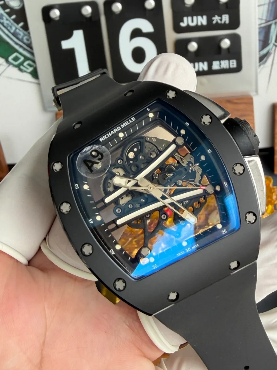 Richard Mille RM61-01 Yohan Blake All Black Vaucher Movement A9F 42.7mm x 50.23mm Super Clone Watch - Angle 3 - Jack Watches USA