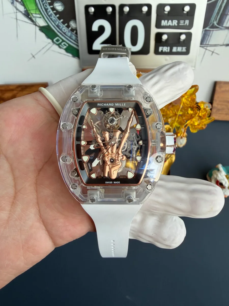 Richard Mille RM66 Flying Tourbillon Custom Made Real White Sapphire Top Quality 42.7mm x 49.94mm