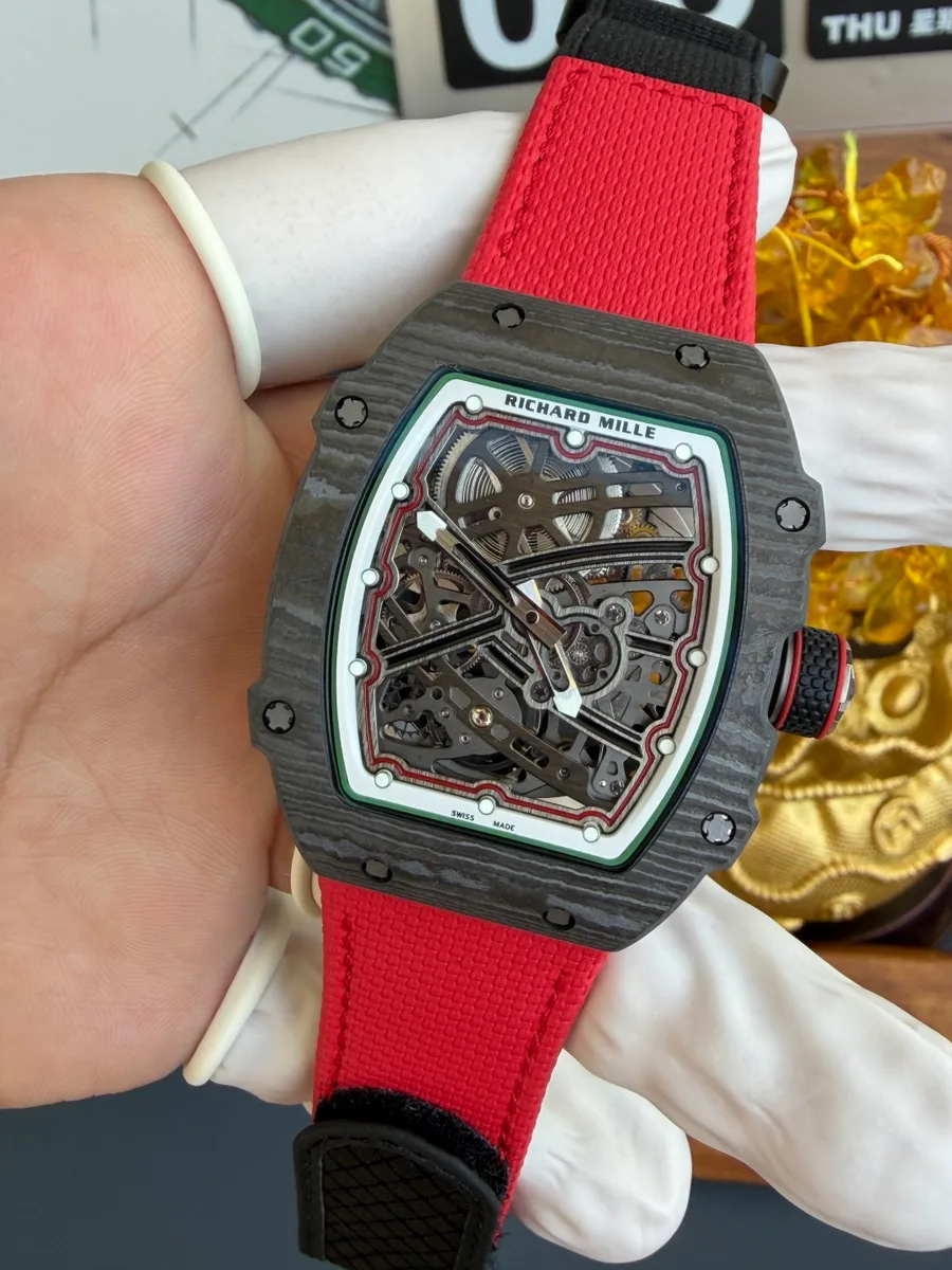 Richard Mille RM67-02 Extra Flat Italy Carbon TPT Red Green 38.7 x 47.52mm Super Clone Watch - Angle 2 - Jack Watches USA