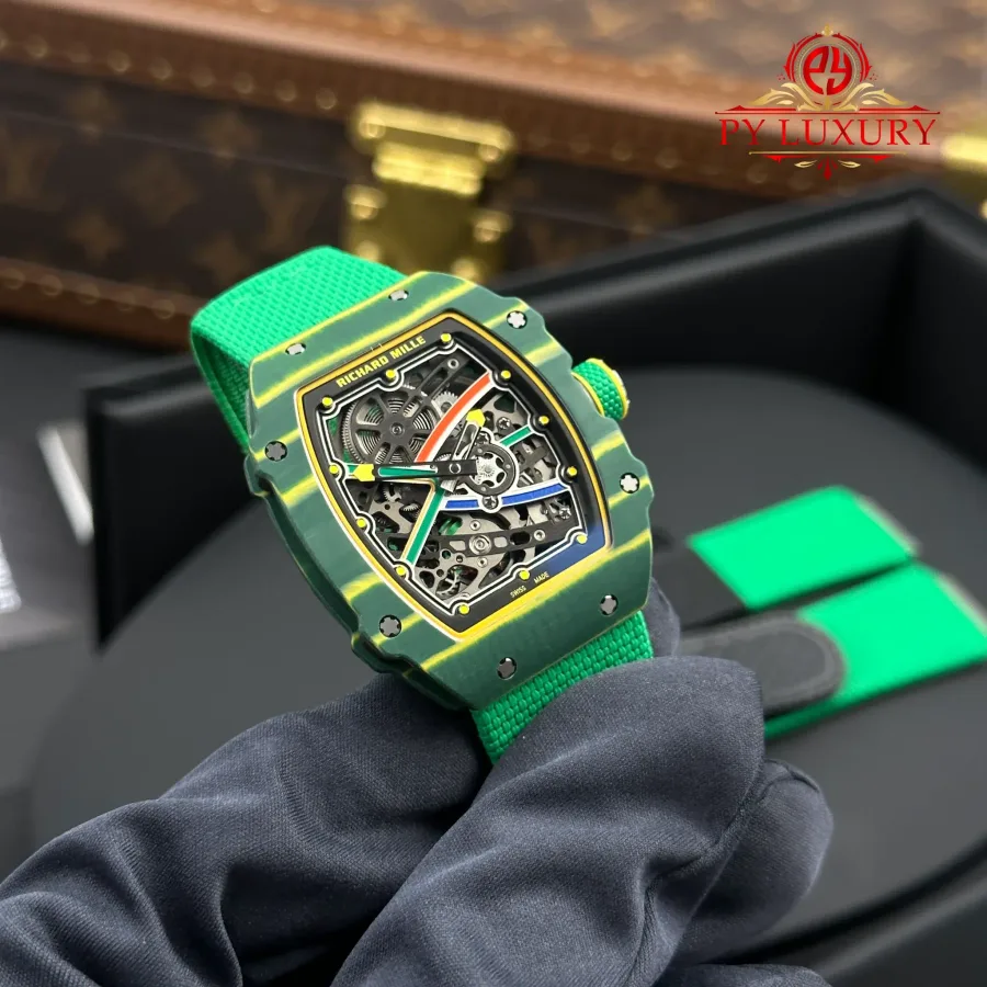 Richard Mille RM67-02 Wayde Van Niekerk Automatic Extraflat Green Quartz TPT 47.52 x 38.7mm Super Clone Watch - Angle 2 - Jack Watches USA