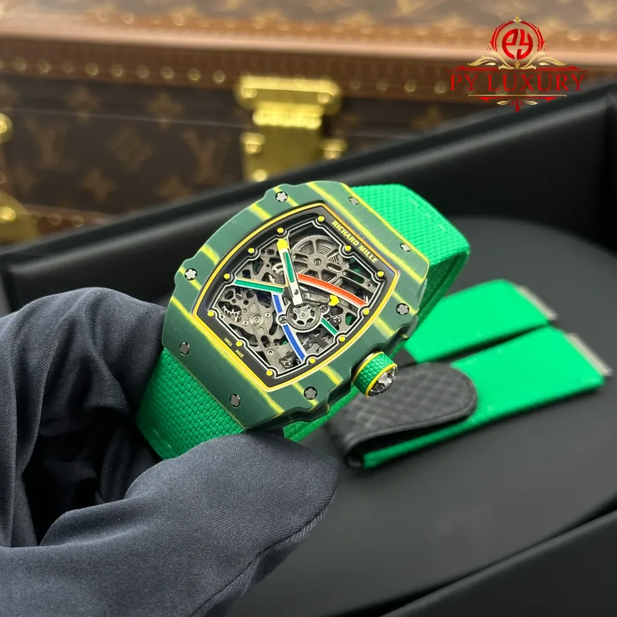 Richard Mille RM67-02 Wayde Van Niekerk Automatic Extraflat Green Quartz TPT 47.52 x 38.7mm Super Clone Watch - Angle 3 - Jack Watches USA