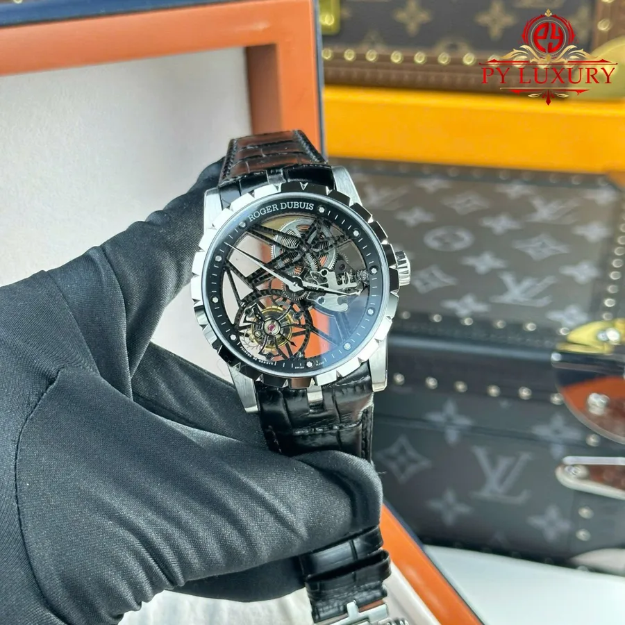 Roger Dubuis Excalibur Skeleton RDDBEX0393 Tourbillon Black Leather BBR 42mm