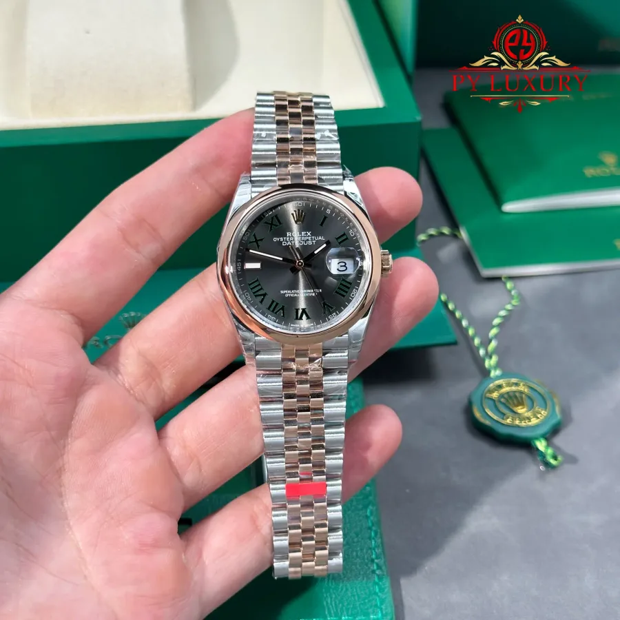 Rolex Datejust 126201-0029 Steel & Rose Gold Wimbledon Smooth Bezel Jubilee Bracelet 36mm