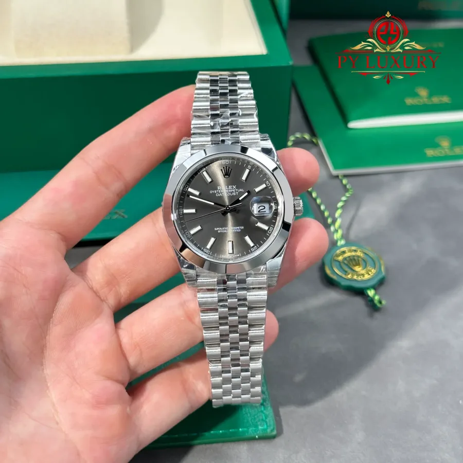 Rolex Datejust 126300-0008 Slate Dial Smooth Bezel Jubilee Bracelet 41mm