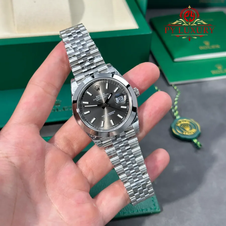 Rolex Datejust 126300-0008 Slate Dial Smooth Bezel Jubilee Bracelet 41mm Super Clone Watch - Angle 2 - Jack Watches USA