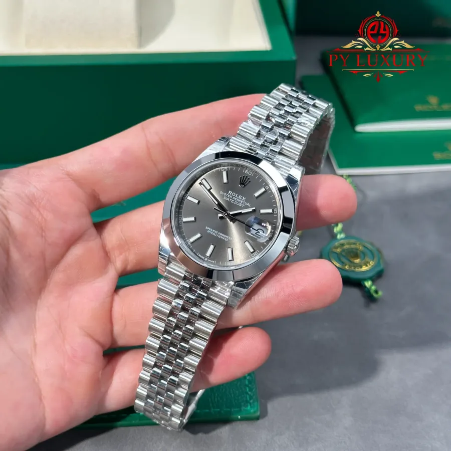Rolex Datejust 126300-0008 Slate Dial Smooth Bezel Jubilee Bracelet 41mm Super Clone Watch - Angle 3 - Jack Watches USA