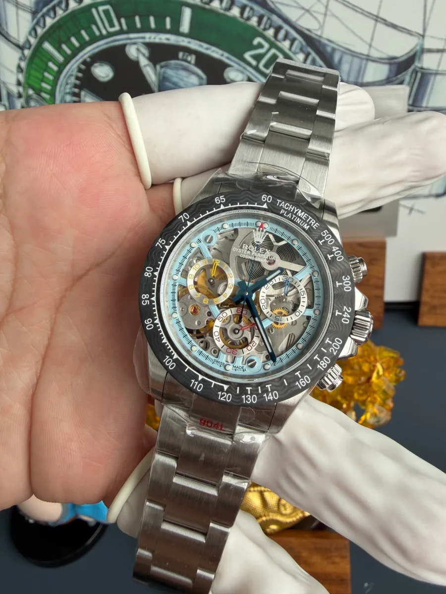 Rolex Daytona Artisans de Genève Montoya Skeleton Dial Carbon Bezel Sonic Factory 40mm Super Clone Watch - Angle 2 - Jack Watches USA