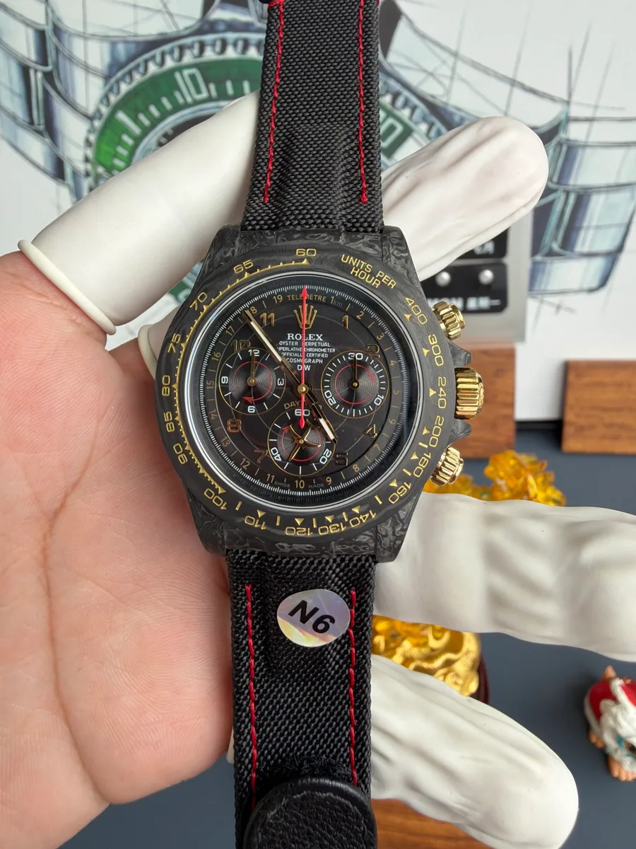 Rolex Daytona DiW Avia Black Carbon Fiber Textile Strap N6F 40mm