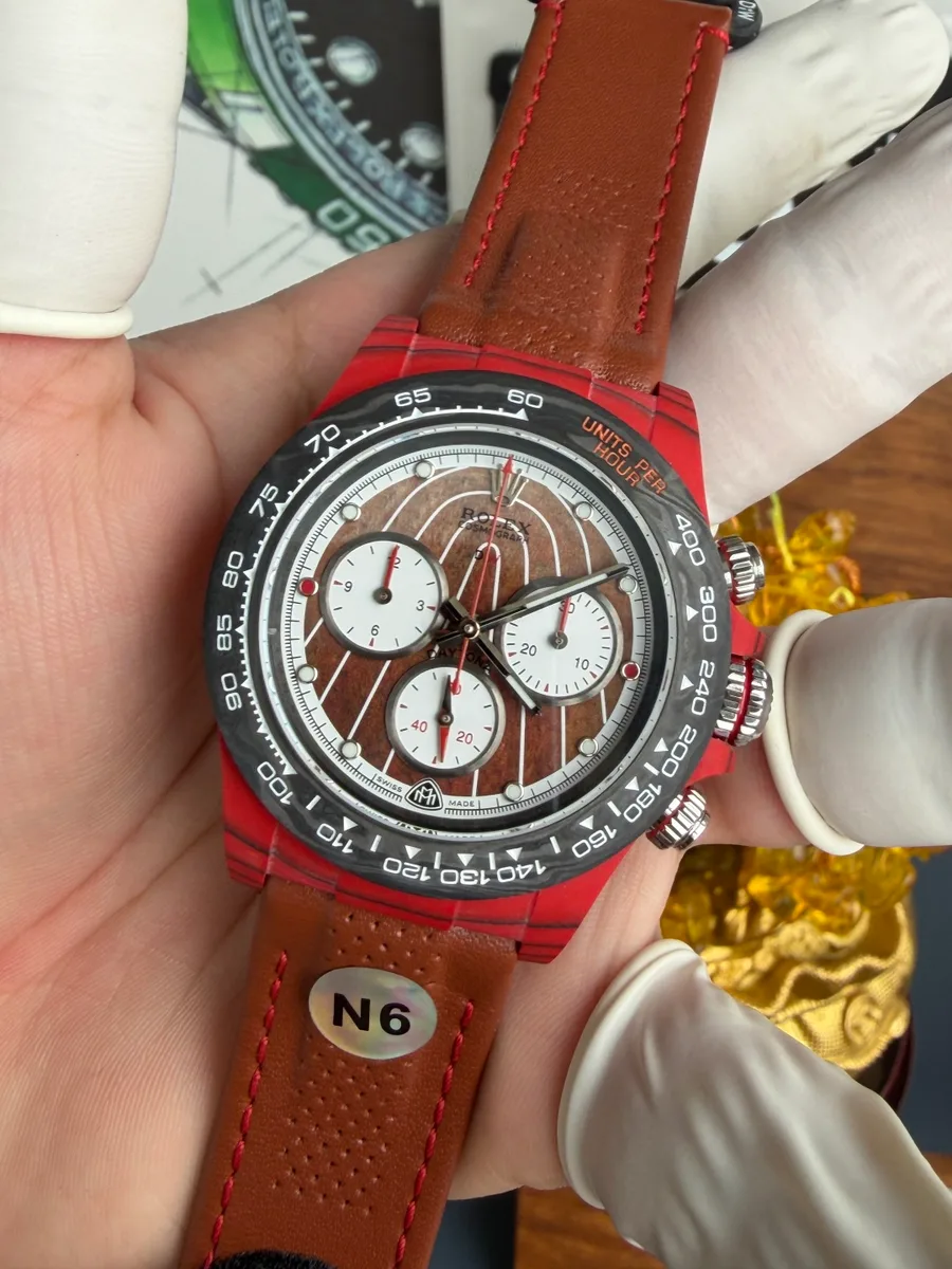 Rolex Daytona DiW Mercedes Maybach CarboQuartz Leather Strap N6F 40mm Super Clone Watch - Angle 3 - Jack Watches USA