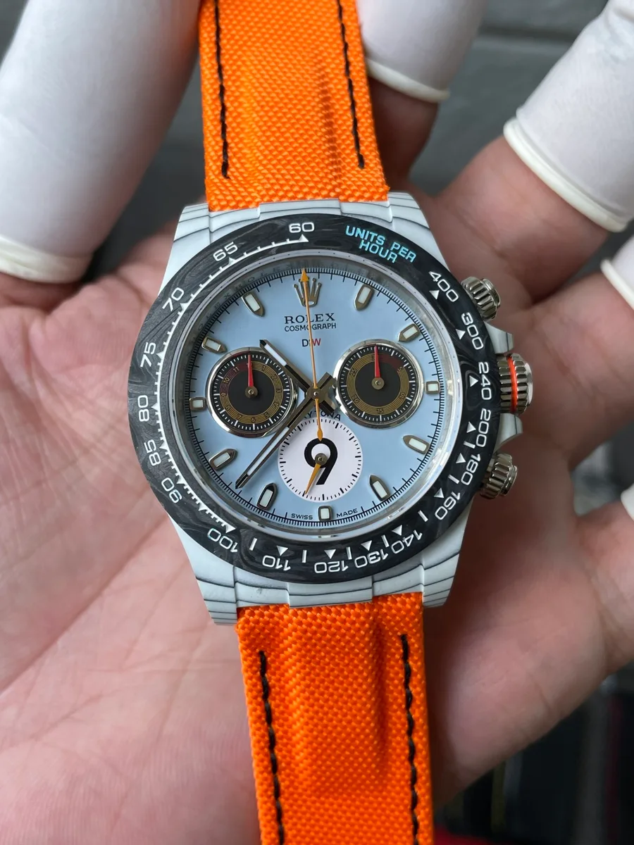 Rolex Daytona DiW MOTORSPORT Inspired CarboQuartz Nylon Strap 40mm Super Clone Watch - Angle 3 - Jack Watches USA