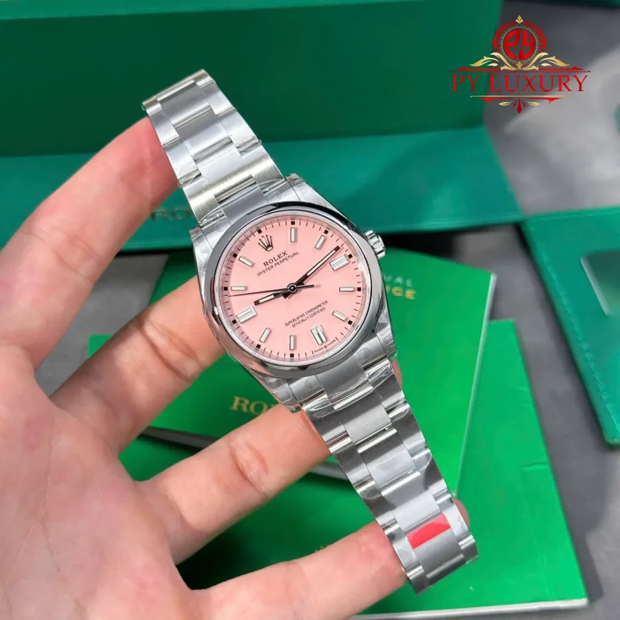Rolex Oyster Perpetual 126000 Candy Pink Dial 36mm Super Clone Watch - Angle 2 - Jack Watches USA