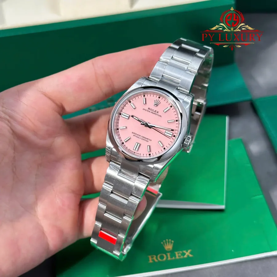 Rolex Oyster Perpetual 126000 Candy Pink Dial 36mm Super Clone Watch - Angle 3 - Jack Watches USA