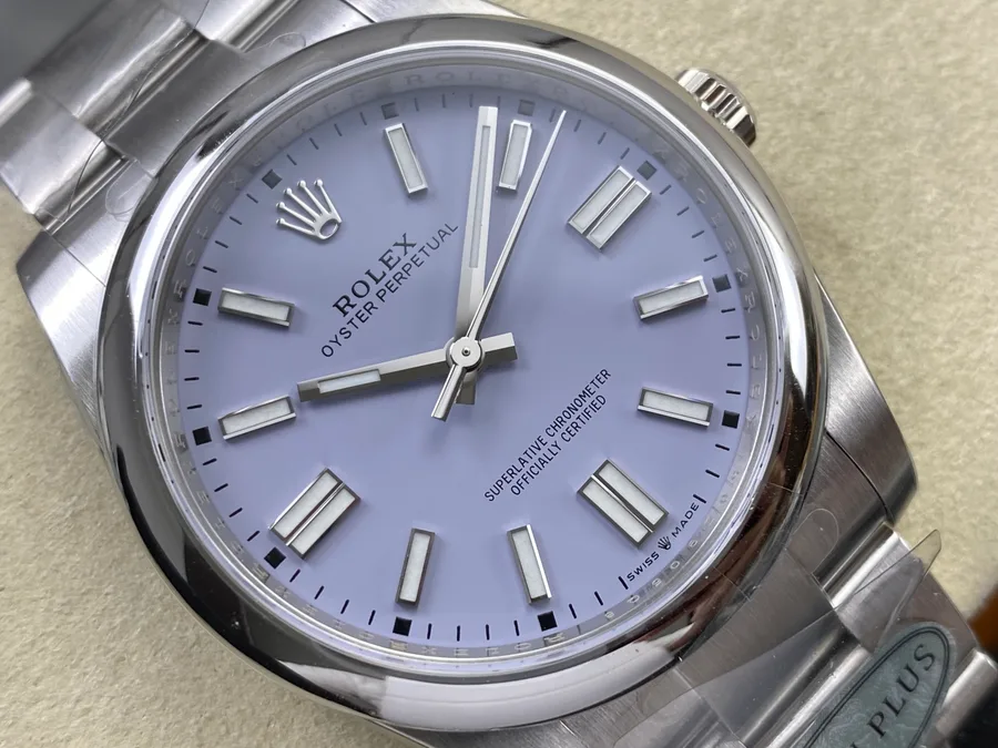 Rolex Oyster Perpetual 134300-0012 Lavender Dial Oyster Bracelet 41mm Super Clone Watch - Angle 3 - Jack Watches USA