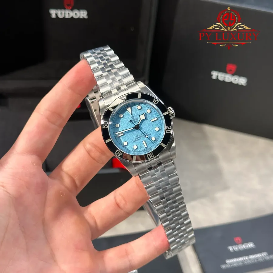 Tudor Black Bay 54 Lagoon Blue Dial Jubilee Bracelet Best 37mm Super Clone Watch - Angle 2 - Jack Watches USA