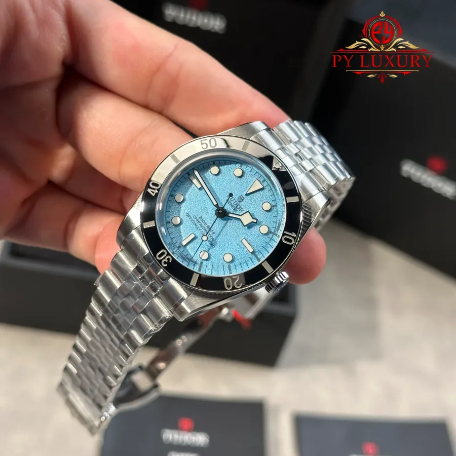 Tudor Black Bay 54 Lagoon Blue Dial Jubilee Bracelet Best 37mm Super Clone Watch - Angle 3 - Jack Watches USA