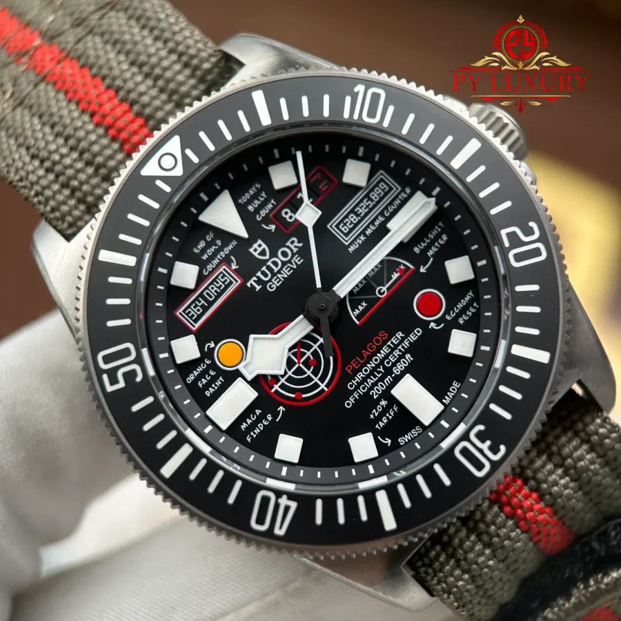 Tudor Pelagos FXD Titanium Special Edition Black Dial Nato Strap 42mm Super Clone Watch - Angle 2 - Jack Watches USA