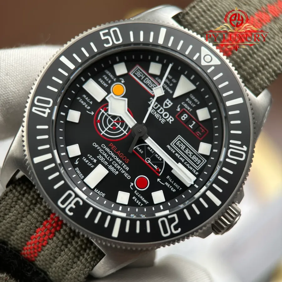 Tudor Pelagos FXD Titanium Special Edition Black Dial Nato Strap 42mm Super Clone Watch - Angle 3 - Jack Watches USA