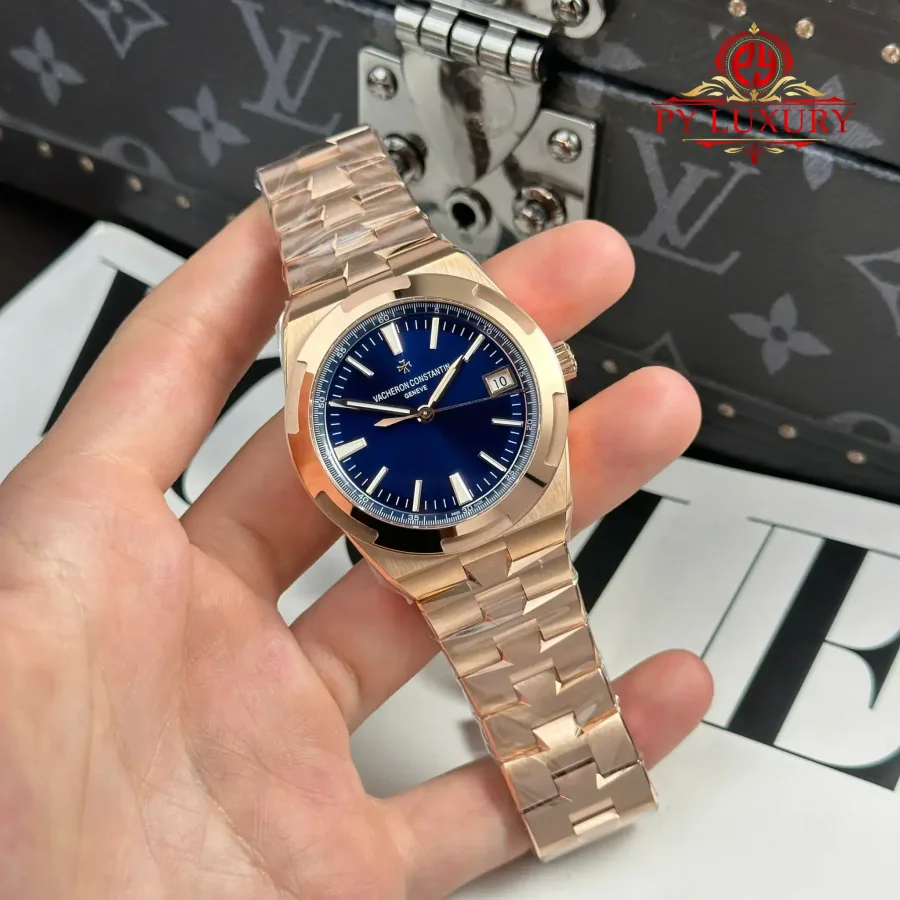 Vacheron Constantin Overseas 4500V Rose Gold Blue Dial 41mm Super Clone Watch - Angle 2 - Jack Watches USA