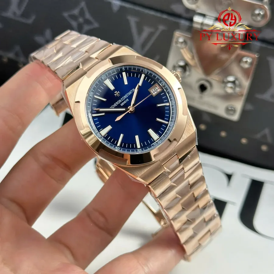 Vacheron Constantin Overseas 4500V Rose Gold Blue Dial 41mm Super Clone Watch - Angle 3 - Jack Watches USA
