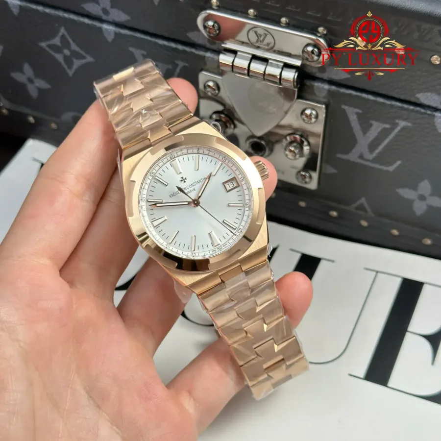 Vacheron Constantin Overseas 4500V Rose Gold Silver Dial 41mm Super Clone Watch - Angle 2 - Jack Watches USA