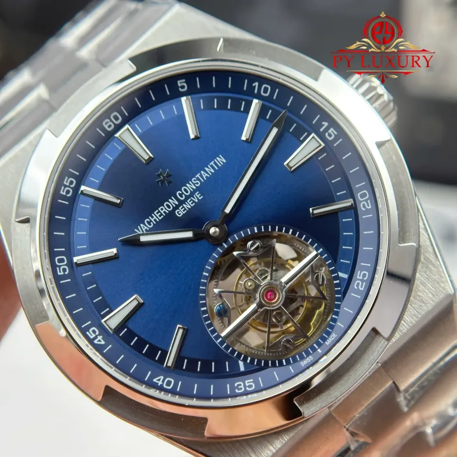 Vacheron Constantin Overseas 6000V Tourbillon Blue Dial BBR 42.5mm Super Clone Watch - Angle 2 - Jack Watches USA
