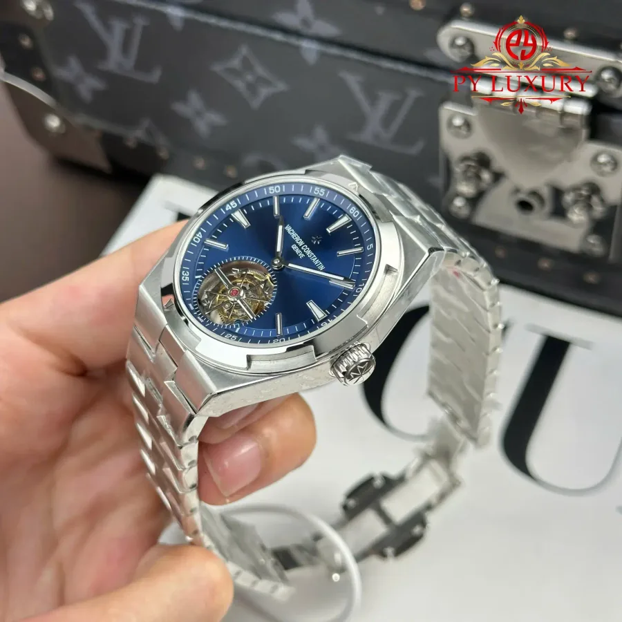 Vacheron Constantin Overseas 6000V Tourbillon Blue Dial BBR 42.5mm Super Clone Watch - Angle 3 - Jack Watches USA