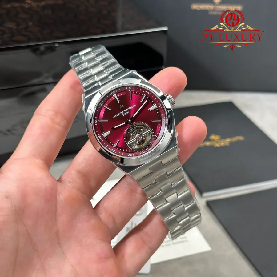Vacheron Constantin Overseas 6000V Tourbillon Burgundy Red Dial 42.5mm Super Clone Watch - Angle 2 - Jack Watches USA