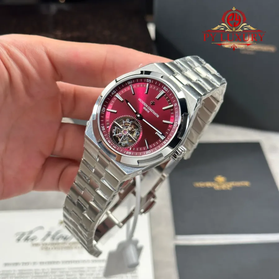 Vacheron Constantin Overseas 6000V Tourbillon Burgundy Red Dial 42.5mm Super Clone Watch - Angle 3 - Jack Watches USA