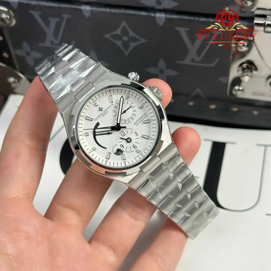 Vacheron Constantin Overseas Dual Time 47450/B01A-9226 Silver Dial 42mm Super Clone Watch - Angle 2 - Jack Watches USA