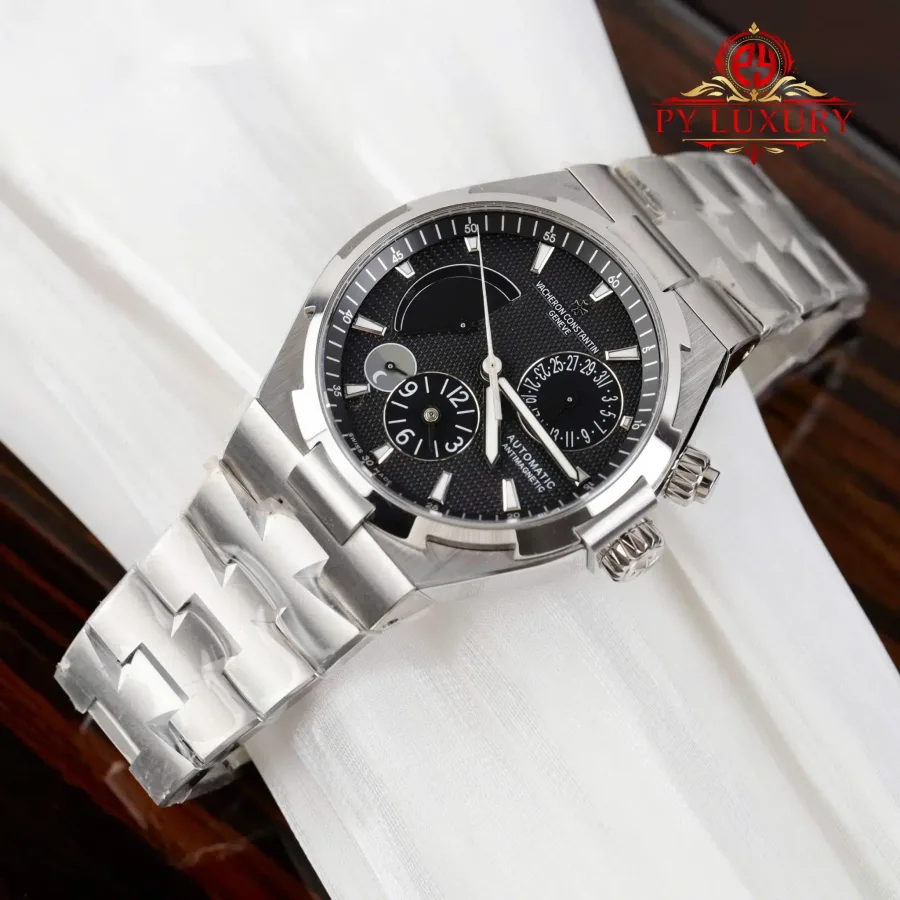 Vacheron Constantin Overseas Dual Time 47450/B01A-9227 Black Dial 42mm Super Clone Watch - Angle 2 - Jack Watches USA