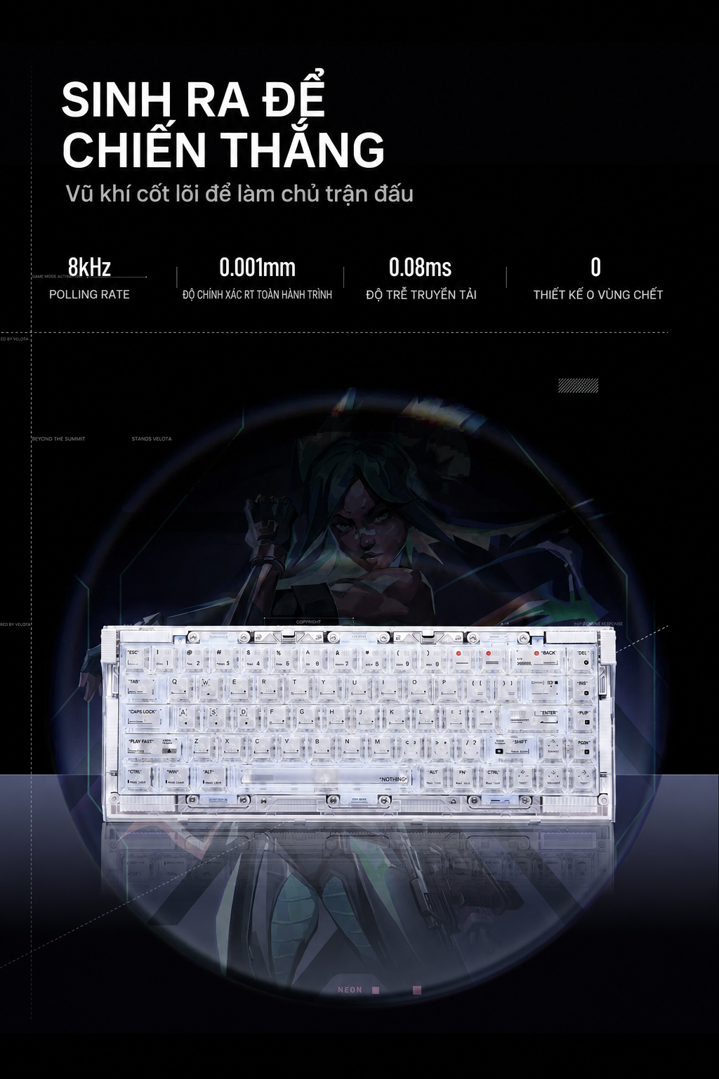 Thông số gaming 8KHz và Rapid Trigger VELOTA NOTHING 68