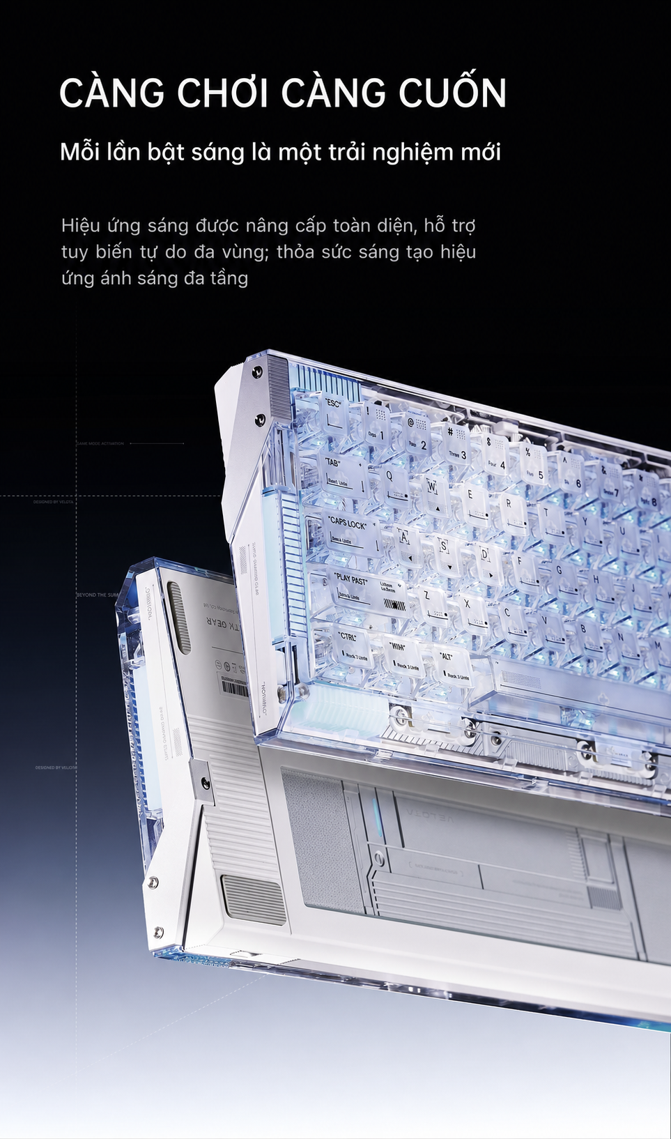 Hệ thống đèn RGB của VELOTA NOTHING 68