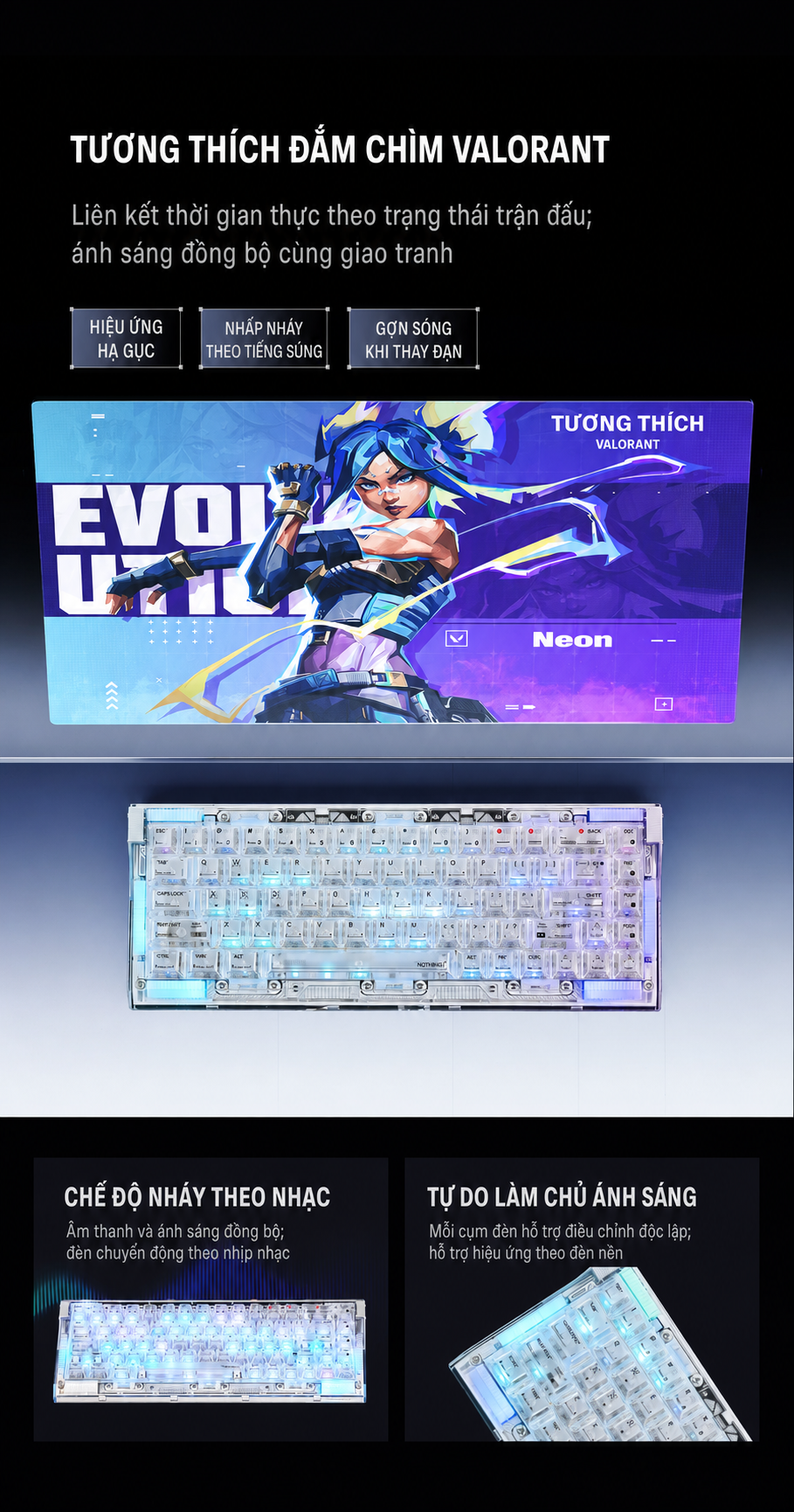 Hiệu ứng đèn gaming VELOTA NOTHING 68