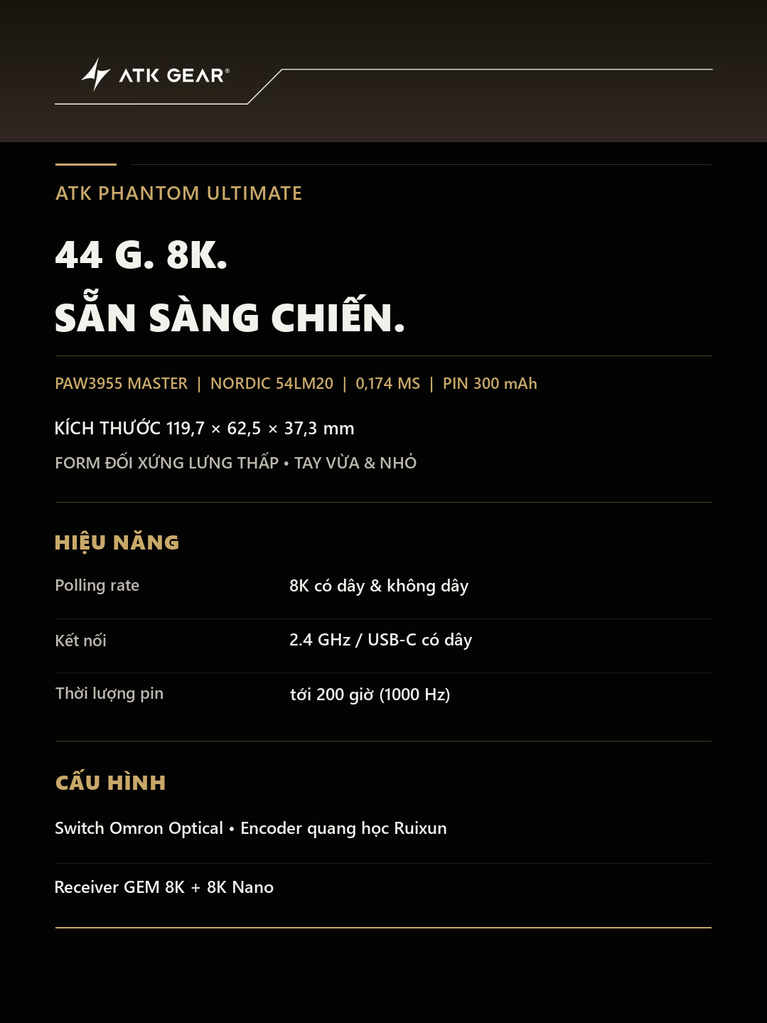 Thông số ATK Phantom Ultimate Wireless 8K
