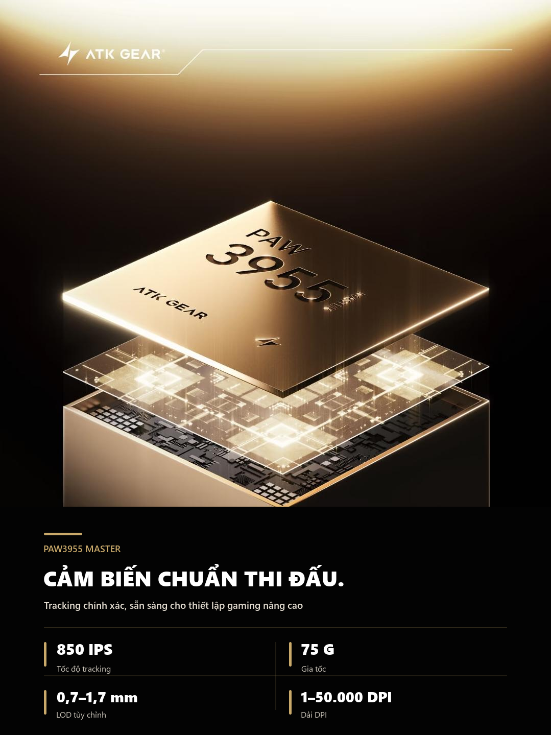 Cảm biến PAW3955 Master trên ATK Phantom Ultimate