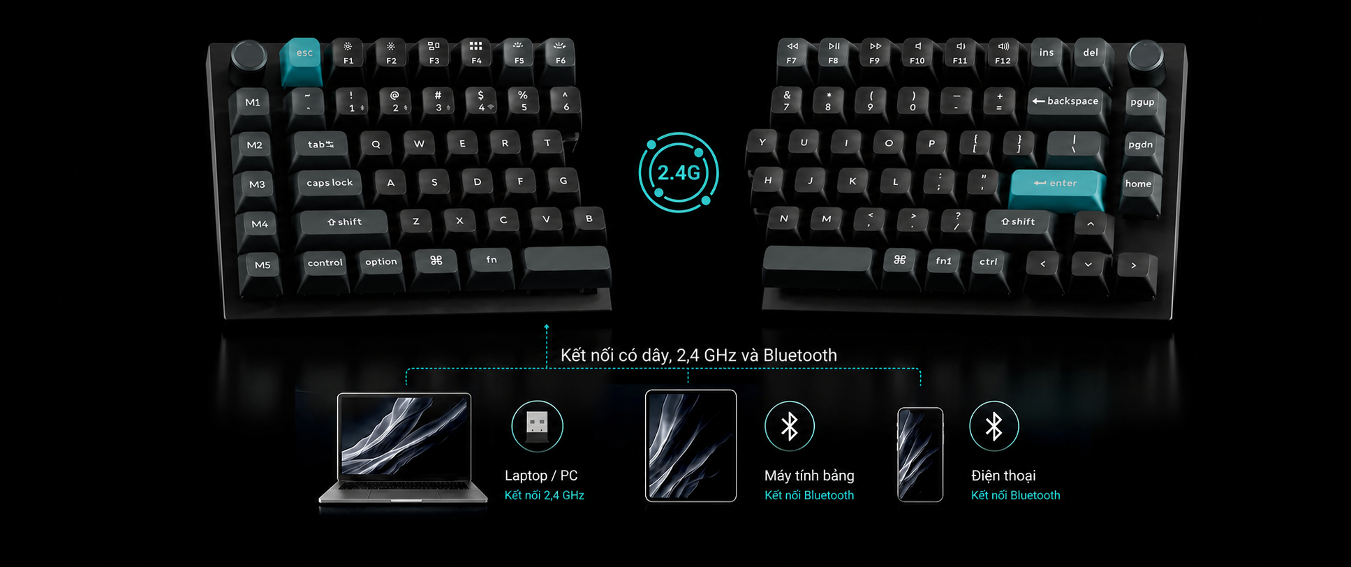Keychron Q11 Ultra 8K với kết nối có dây, 2,4 GHz và Bluetooth