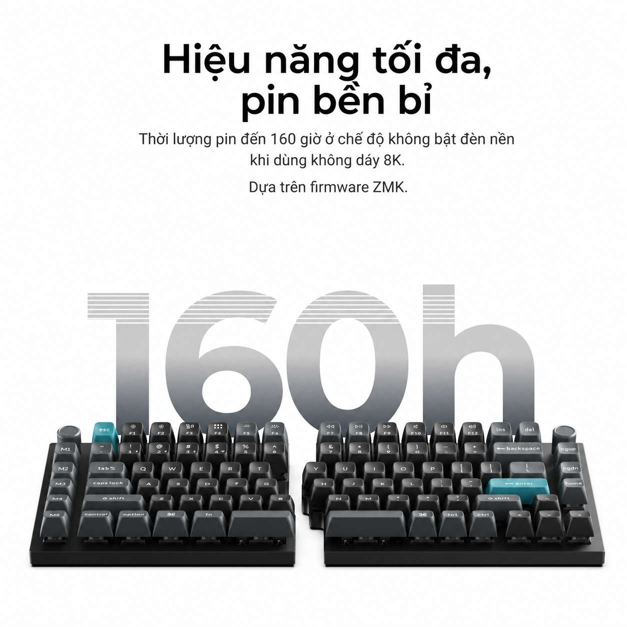 Thời lượng pin đến 160 giờ của Keychron Q11 Ultra 8K