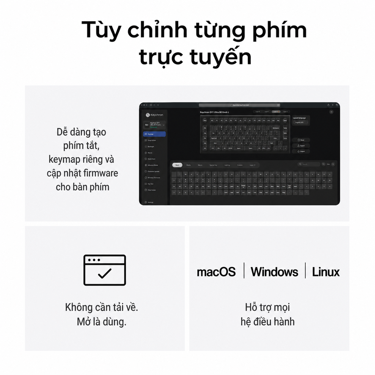 Tùy chỉnh từng phím trực tuyến với Keychron Launcher