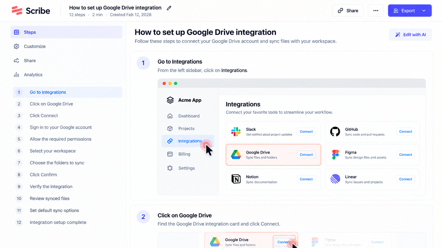 Scribe Google Drive Integration Guide