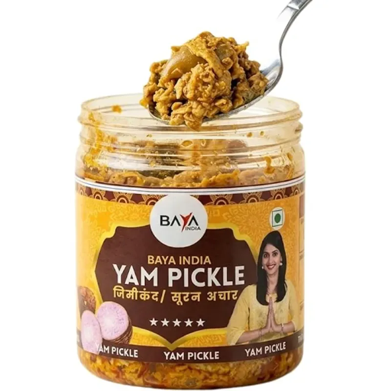 Baya India Elephant Foot Yam Pickle | Suran ka Achar | Homemade Grated Jimikand | Spicy & Tangy | No Preservatives | Handcrafted with Mustard Oil (250g) - KaashtKart